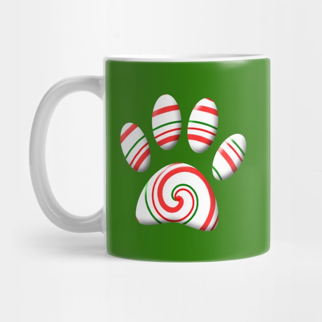 Peppermint Swirl Dog Paw In Red Green White by Braznyc